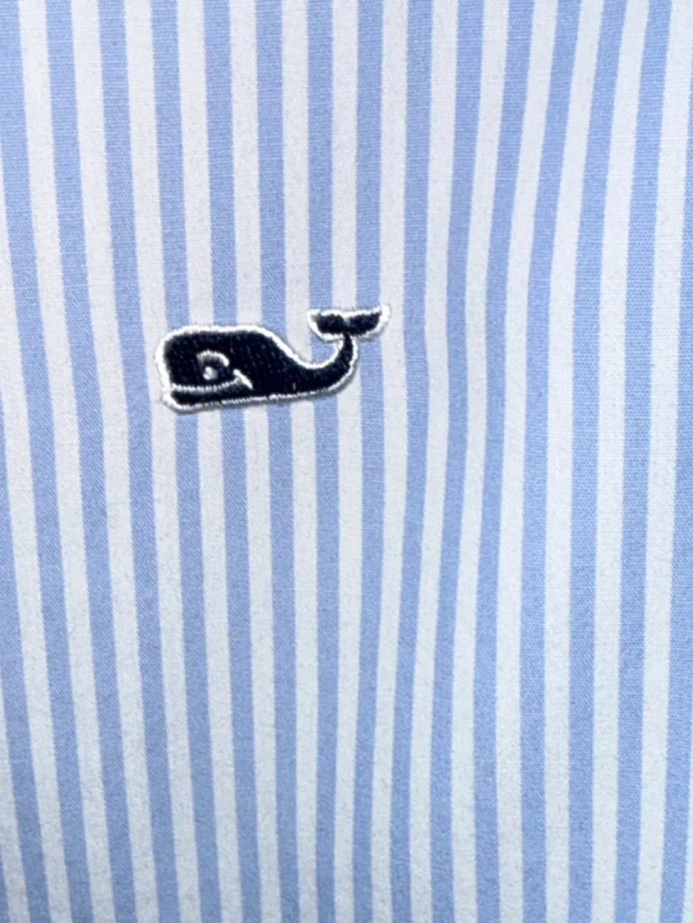 Vineyard Vines Light Blue Pinstripe Long Sleeve Whale Shirt - MEDIUM